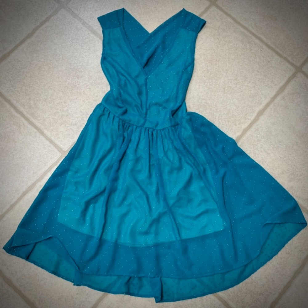 Teal Cross Back Mini Dress